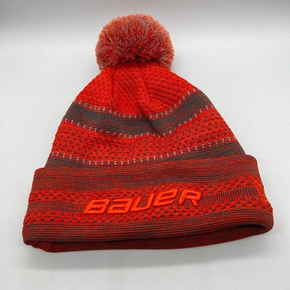 Bauer Pom Pom New Era Beanie‎ Hat Red Youth - Picture 1 of 4
